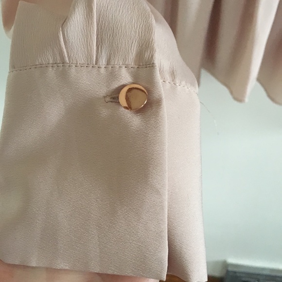 Elle Brand Cinched Waist Beige Blouse Crochet Lace - Picture 6 of 8